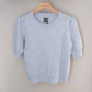 Simons Icône Light Blue Speckled Short Sleeve Knit Sweater